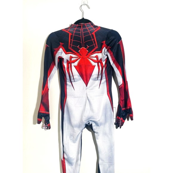 Kids Spiderman Costume One Piece Zip Up Bodysuit Miles Morales Hero Cosplay New - Picture 8 of 14
